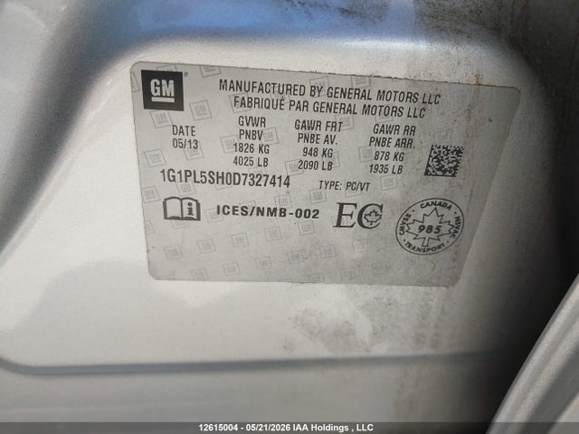 Aukcja sprzedaży 2013 Chevrolet Cruze Ls, vin: 1G1PL5SH0D7327414, numer aukcji: 12615004