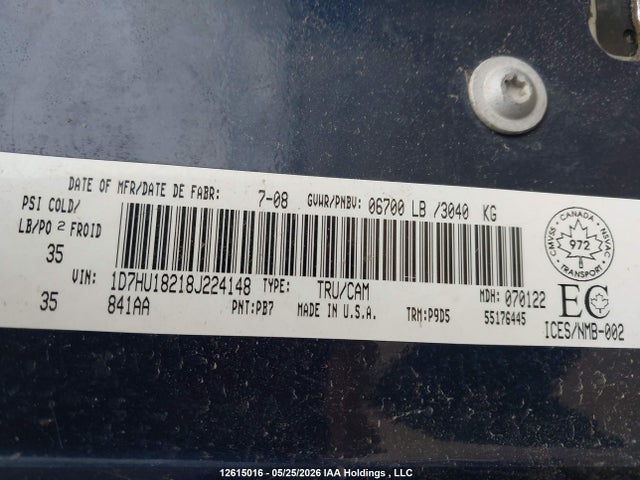 Продаж на аукціоні авто 2008 Dodge Ram 1500 St/sxt, vin: 1D7HU18218J224148, номер лоту: 12615016