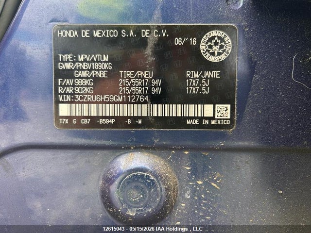 3CZRU6H59GM112764 Honda HR-V EX