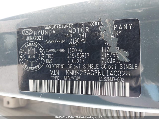 Продажа на аукционе авто 2022 Hyundai Kona Electric Preferred With Two-tone Roof, vin: KM8K23AG3NU140328, номер лота: 12615061
