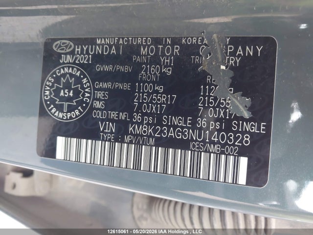 Продажа на аукционе авто 2022 Hyundai Kona Electric Preferred With Two-tone Roof, vin: KM8K23AG3NU140328, номер лота: 12615061