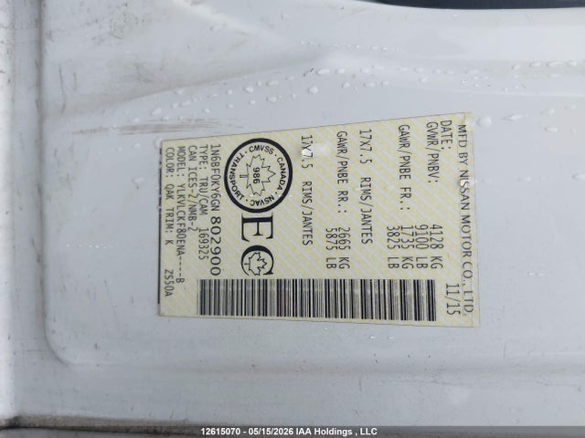 1N6BF0KY6GN802900 Nissan Nv 1500 S/sv/2500 S/sv/sl