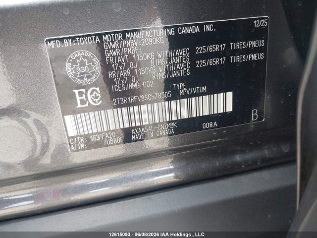 Продажа на аукционе авто 2025 Toyota Rav4 Xle/xle Premium, vin: 2T3R1RFV8SC578505, номер лота: 12615093