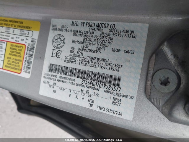 Продажа на аукционе авто 2015 Ford Fusion Se, vin: 3FA6P0H70FR285577, номер лота: 12610513