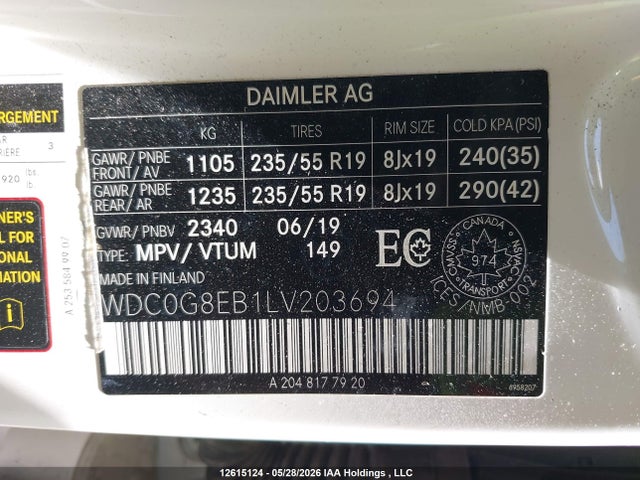 Aukcja sprzedaży 2020 Mercedes-benz Glc 300 4matic, vin: WDC0G8EB1LV203694, numer aukcji: 12615124