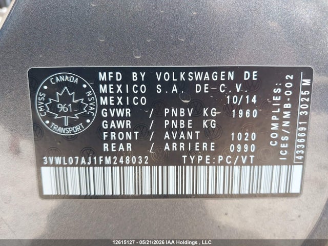 3VWL07AJ1FM248032 Volkswagen Jetta 1.8 Tsi Highline