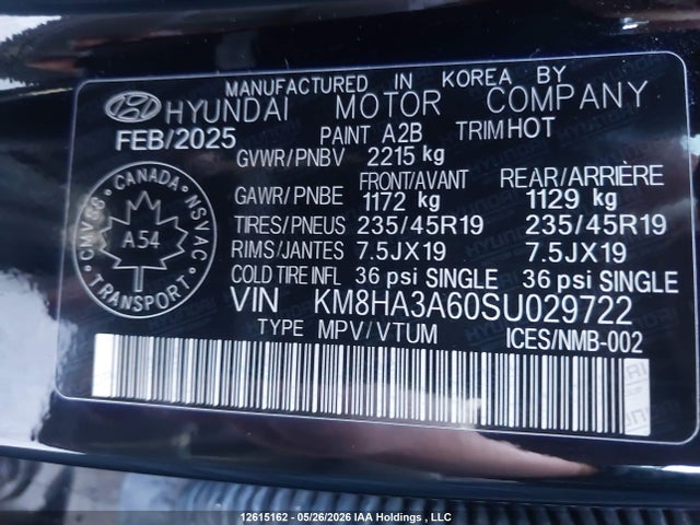 2025 Hyundai Kona N Line მანქანა იყიდება აუქციონზე, vin: KM8HA3A60SU029722, აუქციონის ნომერი: 12615162