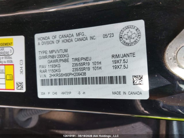Auction sale of the 2023 Honda Cr-v Hybrid, vin: 2HKRS6H90PH206438, lot number: 12615191
