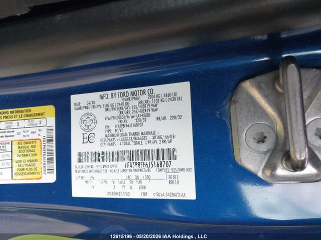 1FATP8FF6J5168707 Ford MUSTANG GT