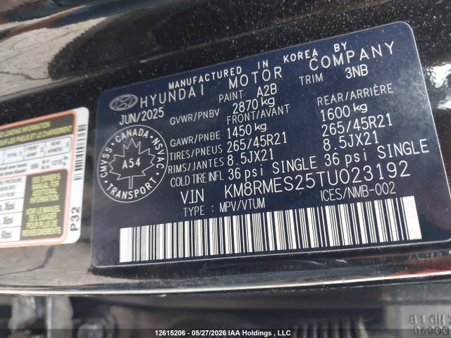 Продажа на аукционе авто 2026 Hyundai Palisade Ultimate Calligraphy, vin: KM8RMES25TU023192, номер лота: 12615206