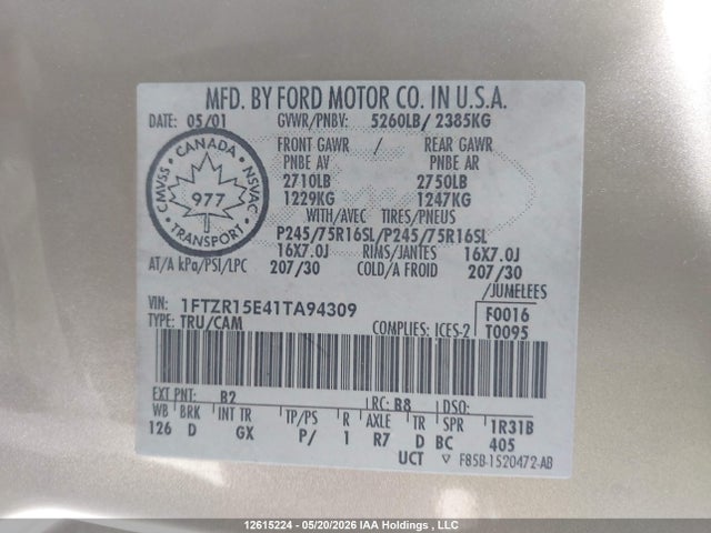 Продаж на аукціоні авто 2001 Ford Ranger Xlt, vin: 1FTZR15E41TA94309, номер лоту: 12615224