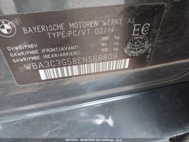 12615234 :رقم المزاد ، WBA3C3G58ENS68809 vin ، 2014 Bmw 320i Xdrive مزاد بيع