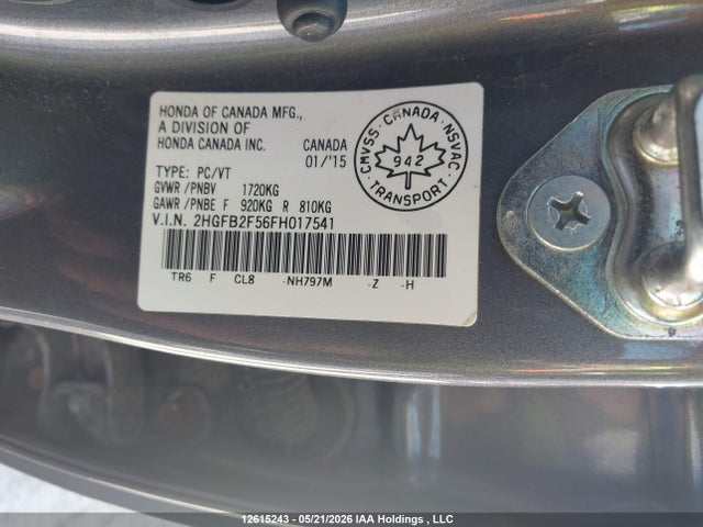 Aukcja sprzedaży 2015 Honda Civic Ex 4dr, vin: 2HGFB2F56FH017541, numer aukcji: 12615243