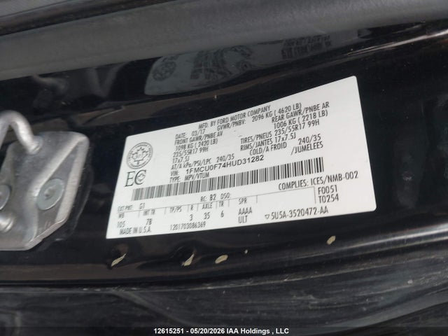 1FMCU0F74HUD31282 Ford ESCAPE S
