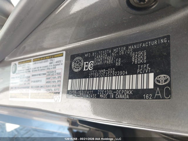 Aukcja sprzedaży 2005 Toyota Corolla Ce/le/s, vin: 2T1BR32E35C923904, numer aukcji: 12615268