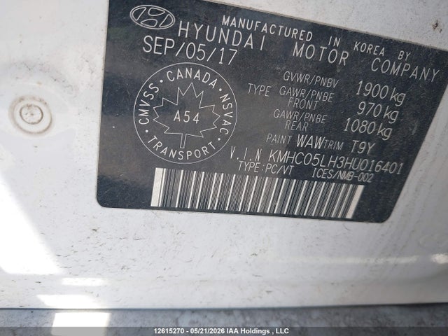 KMHC05LH3HU016401 Hyundai Ioniq