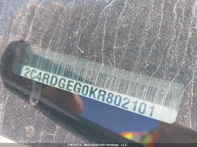 12615273 :رقم المزاد ، 2C4RDGEG0KR802101 vin ، 2019 Dodge Grand Caravan Gt مزاد بيع