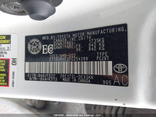 Toyota Corolla 2015 2T1BURHE2FC254289 Image 18
