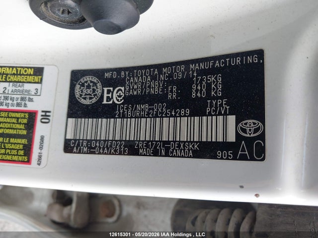 Toyota Corolla 2015 2T1BURHE2FC254289 Image 9