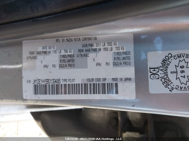 Aukcja sprzedaży 2011 Mazda Mazda2, vin: JM1DE1HY6B0109486, numer aukcji: 12615326