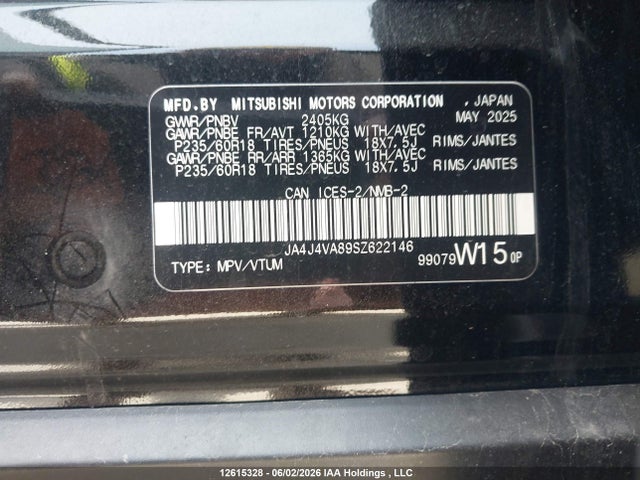 Продаж на аукціоні авто 2025 Mitsubishi Outlander, vin: JA4J4VA89SZ622146, номер лоту: 12615328