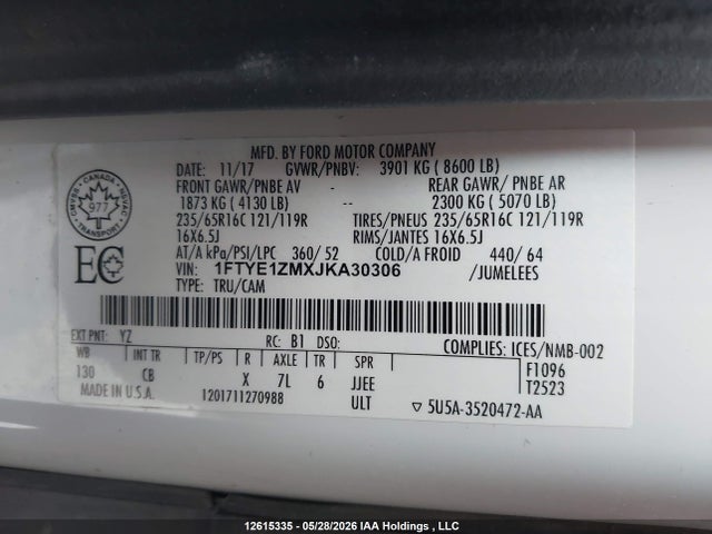 Ford Transit T-150 2018 1FTYE1ZMXJKA30306 Image 9