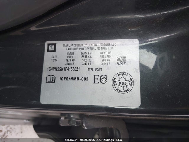 Продаж на аукціоні авто 2015 Buick Verano, vin: 1G4PN5SK1F4153821, номер лоту: 12615351