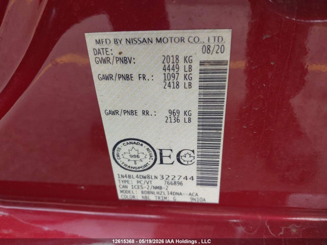Nissan Altima 2020 1N4BL4DW8LN322744 Image 9