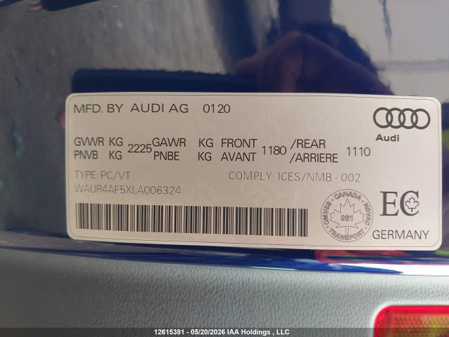 Aukcja sprzedaży 2020 Audi S5 3.0t Technik, vin: WAUR4AF5XLA006324, numer aukcji: 12615381
