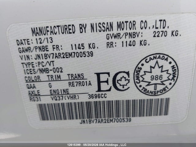 JN1BV7AR2EM700539 Infiniti Q50 Premium/sport