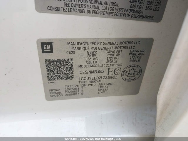 Продаж на аукціоні авто 2020 Chevrolet Silverado 1500 Rst, vin: 1GCUYEED2LZ210621, номер лоту: 12615408