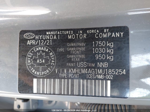 Продажа на аукционе авто 2021 Hyundai Elantra Sel, vin: KMHLM4AG1MU185254, номер лота: 12615410