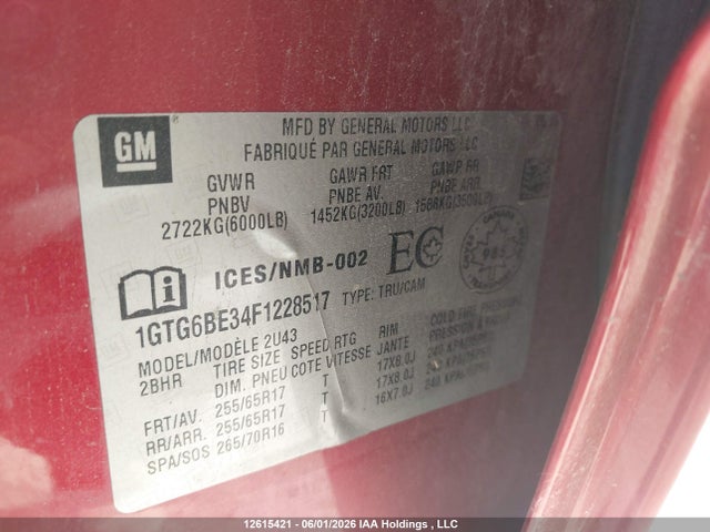 Продаж на аукціоні авто 2015 Gmc Canyon Sle, vin: 1GTG6BE34F1228517, номер лоту: 12615421