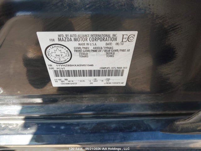 Aukcja sprzedaży 2010 Mazda 6 I, vin: 1YVHZ8BHXA5M51946, numer aukcji: 12615456