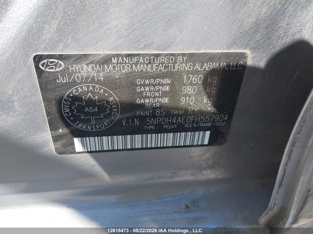Aukcja sprzedaży 2015 Hyundai Elantra Se/sport/limited, vin: 5NPDH4AE0FH557904, numer aukcji: 12615473