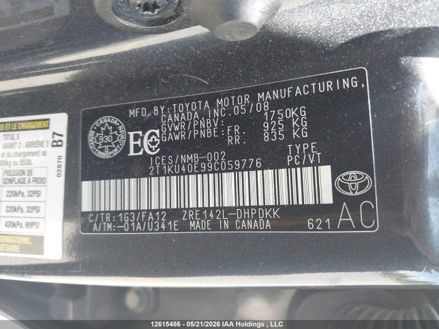 Продаж на аукціоні авто 2009 Toyota Matrix, vin: 2T1KU40E99C059776, номер лоту: 12615486