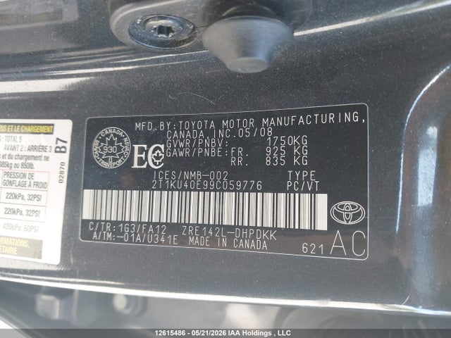 Продаж на аукціоні авто 2009 Toyota Matrix, vin: 2T1KU40E99C059776, номер лоту: 12615486