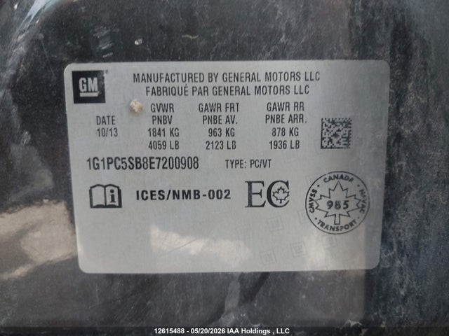 Aukcja sprzedaży 2014 Chevrolet Cruze, vin: 1G1PC5SB8E7200908, numer aukcji: 12615488