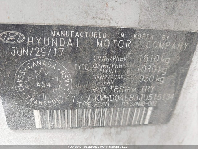 KMHD04LB3JU515134 Hyundai Elantra