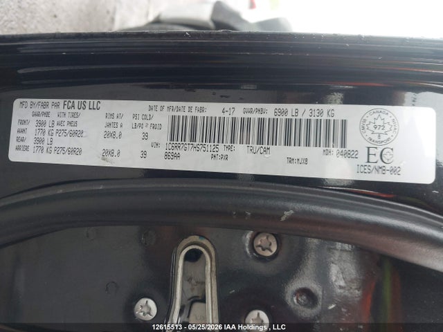 Продаж на аукціоні авто 2017 Dodge Ram 1500, vin: 1C6RR7GT7HS751125, номер лоту: 12615513