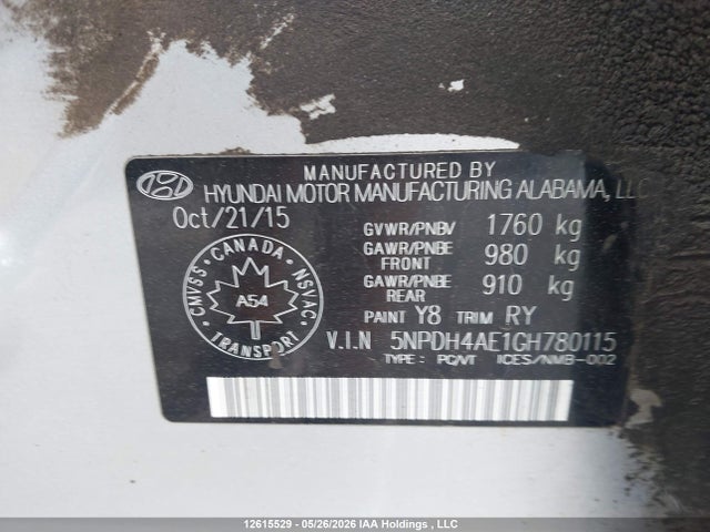 Aukcja sprzedaży 2016 Hyundai Elantra Se/sport/limited, vin: 5NPDH4AE1GH780115, numer aukcji: 12615529