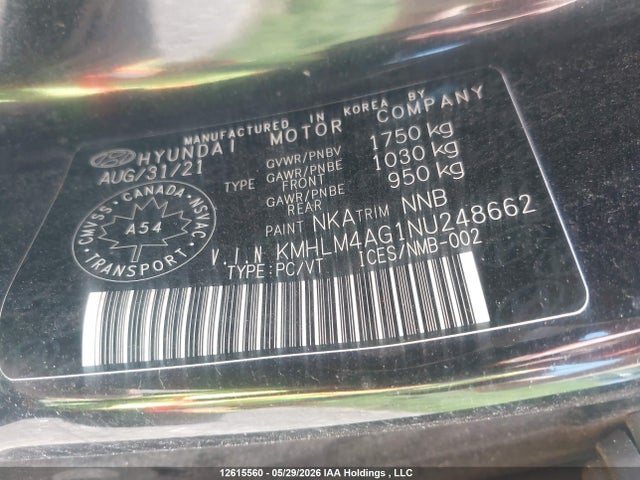 Aukcja sprzedaży 2022 Hyundai Elantra Sel, vin: KMHLM4AG1NU248662, numer aukcji: 12615560