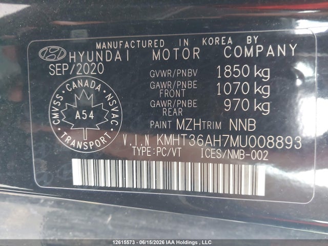 2021 Hyundai Veloster N მანქანა იყიდება აუქციონზე, vin: KMHT36AH7MU008893, აუქციონის ნომერი: 12615573