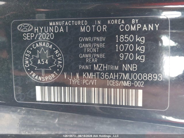 2021 Hyundai Veloster N მანქანა იყიდება აუქციონზე, vin: KMHT36AH7MU008893, აუქციონის ნომერი: 12615573