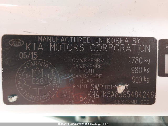 Продажа на аукционе авто 2016 Kia Forte 2.0l Ex/2.0l Lx+, vin: KNAFK5A85G5484246, номер лота: 12615574