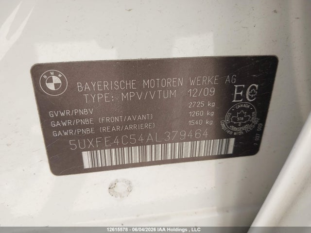 Aukcja sprzedaży 2010 Bmw X5 Xdrive30i, vin: 5UXFE4C54AL379464, numer aukcji: 12615578