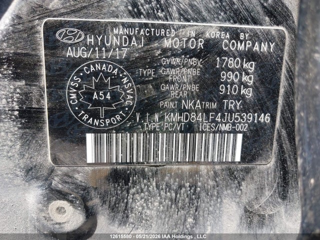 KMHD84LF4JU539146 Hyundai Elantra Sel/value/limited