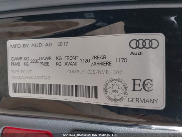 Aukcja sprzedaży 2018 Audi A5 Prestige, vin: WAUCNCF53JA010243, numer aukcji: 12615594