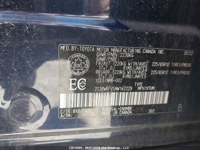 Продажа на аукционе авто 2022 Toyota Rav4, vin: 2T3RWRFV5NW142229, номер лота: 12615595