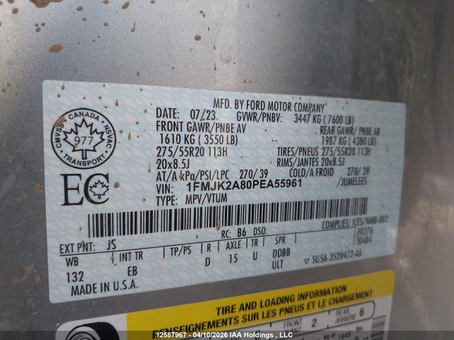 1FMJK2A80PEA55961 Ford Expedition Max Limited